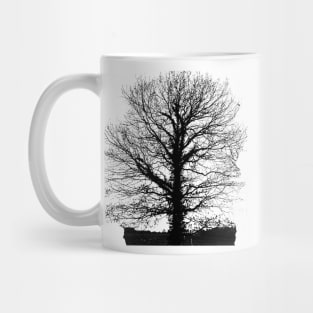 Tree in wintertime in black and white. Mug